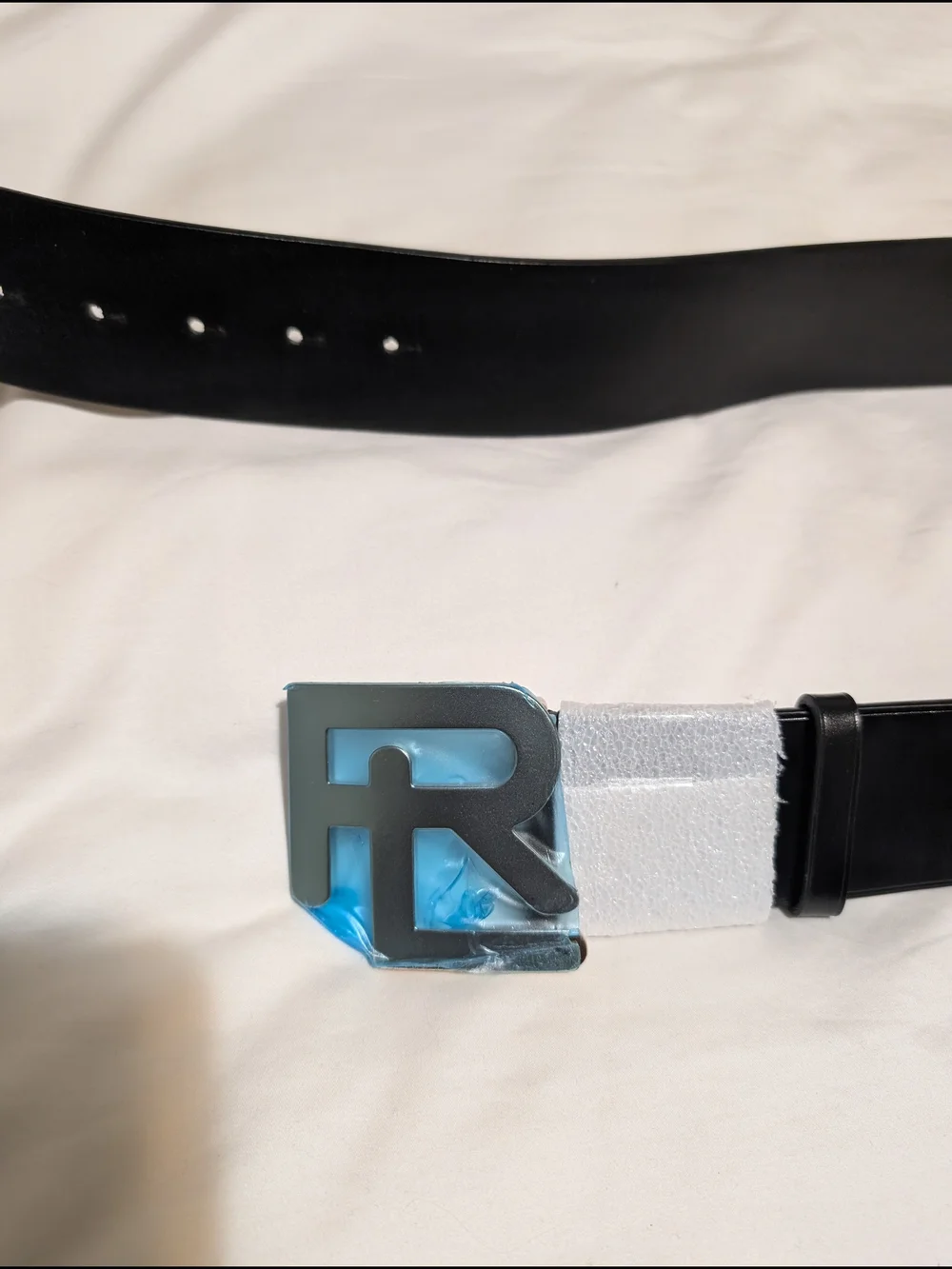 Ralph Lauren Black Leather Men's Belt with Silver RL brand Buckle.